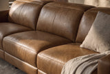 Elodie dual Recliner Sofa in distressed Italian aniline leather