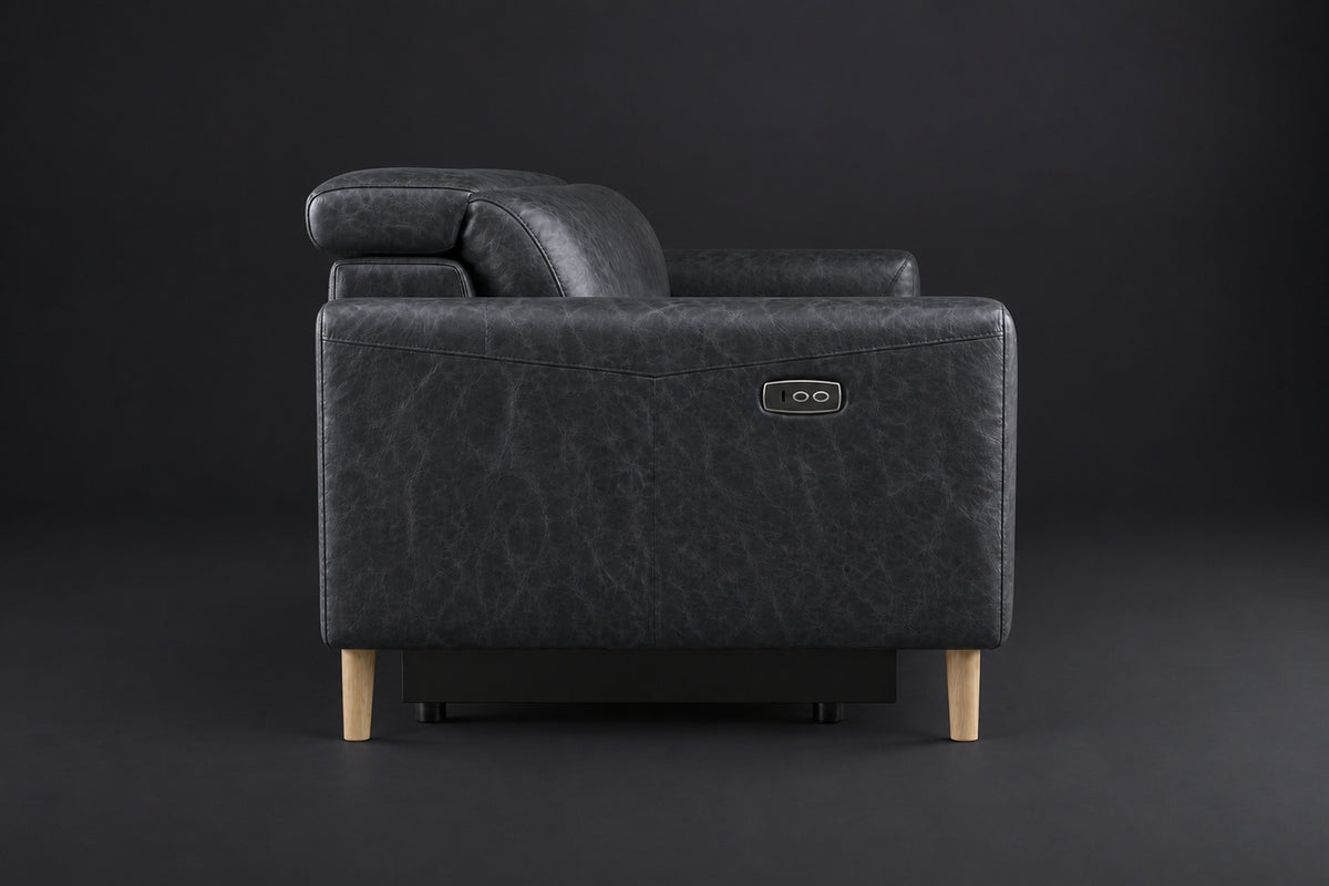 Elodie Distressed Italian Aniline Leather Dual Recliner Sofa