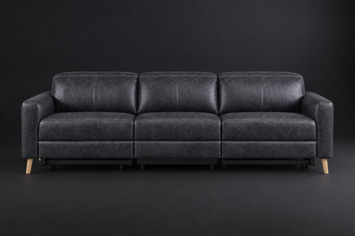 Elodie Distressed Italian Aniline Leather Dual Recliner Sofa