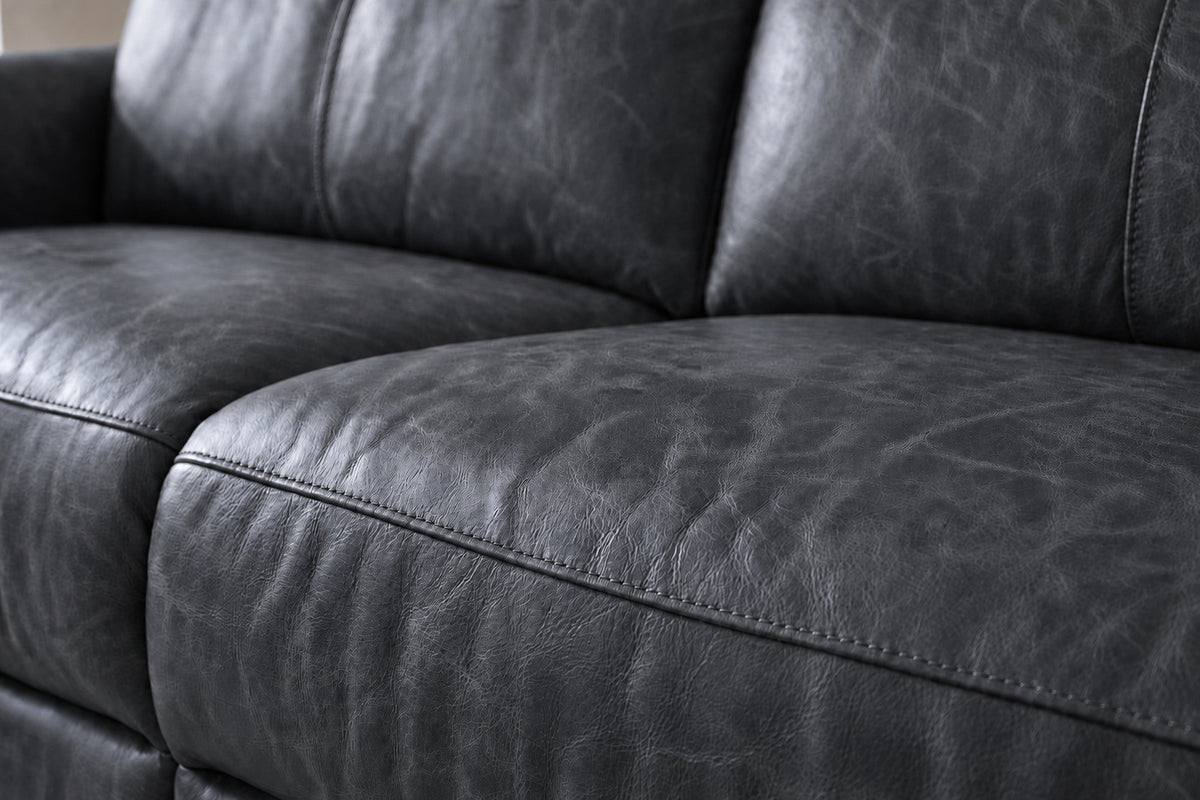 Elodie Distressed Italian Aniline Leather Dual Recliner Sofa
