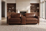 Elodie Distressed Italian Aniline Leather Dual Recliner Sofa with Console