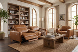 Elodie Distressed Italian Aniline Leather Dual Recliner Sofa with Console