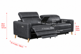 Elodie Distressed Italian Aniline Leather Dual Recliner Sofa with Console