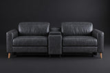 Elodie Distressed Italian Aniline Leather Dual Recliner Sofa with Console