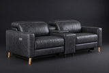 Elodie Distressed Italian Aniline Leather Dual Recliner Sofa with Console