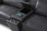 Elodie Distressed Italian Aniline Leather Dual Recliner Sofa with Console