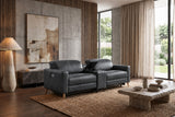 Elodie Distressed Italian Aniline Leather Dual Recliner Sofa with Console