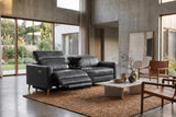 Elodie Distressed Italian Aniline Leather Dual Recliner Sofa with Console