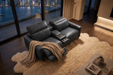 Elodie Distressed Italian Aniline Leather Dual Recliner Sofa with Console