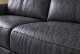 Elodie Distressed Italian Aniline Leather Dual Recliner Sofa with Console