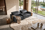 Elodie Distressed Italian Aniline Leather Dual Recliner Sofa with Console