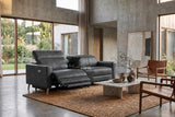 Elodie Distressed Italian Aniline Leather Dual Recliner Sofa with Console