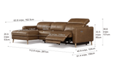 Elodie Distressed Italian Aniline Leather Recliner Sectional Sofa