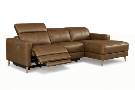 Elodie Distressed Italian Aniline Leather Recliner Sectional Sofa