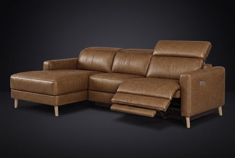 Elodie Distressed Italian Aniline Leather Recliner Sectional Sofa
