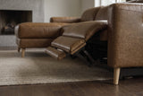 Elodie Distressed Italian Aniline Leather Recliner Sectional Sofa