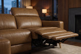 Elodie Distressed Italian Aniline Leather Recliner Sectional Sofa