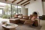 Elodie Distressed Italian Aniline Leather Recliner Sectional Sofa