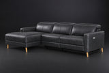 Elodie Distressed Italian Aniline Leather Recliner Sectional Sofa
