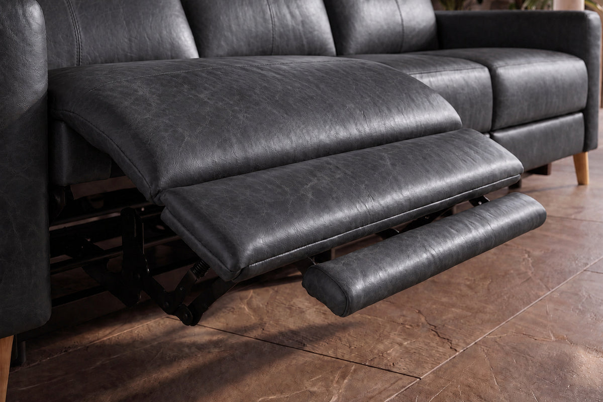 Elodie Distressed Italian Aniline Leather Recliner Sectional Sofa