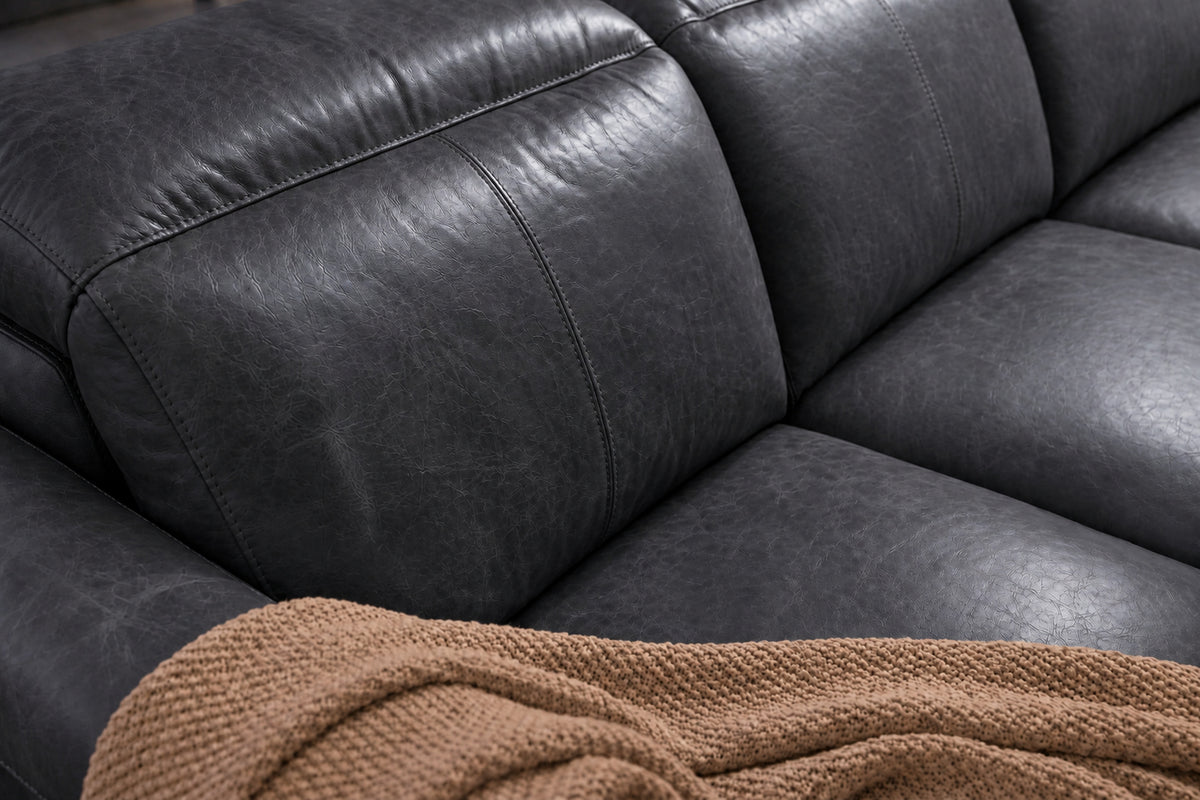 Elodie Distressed Italian Aniline Leather Recliner Sectional Sofa