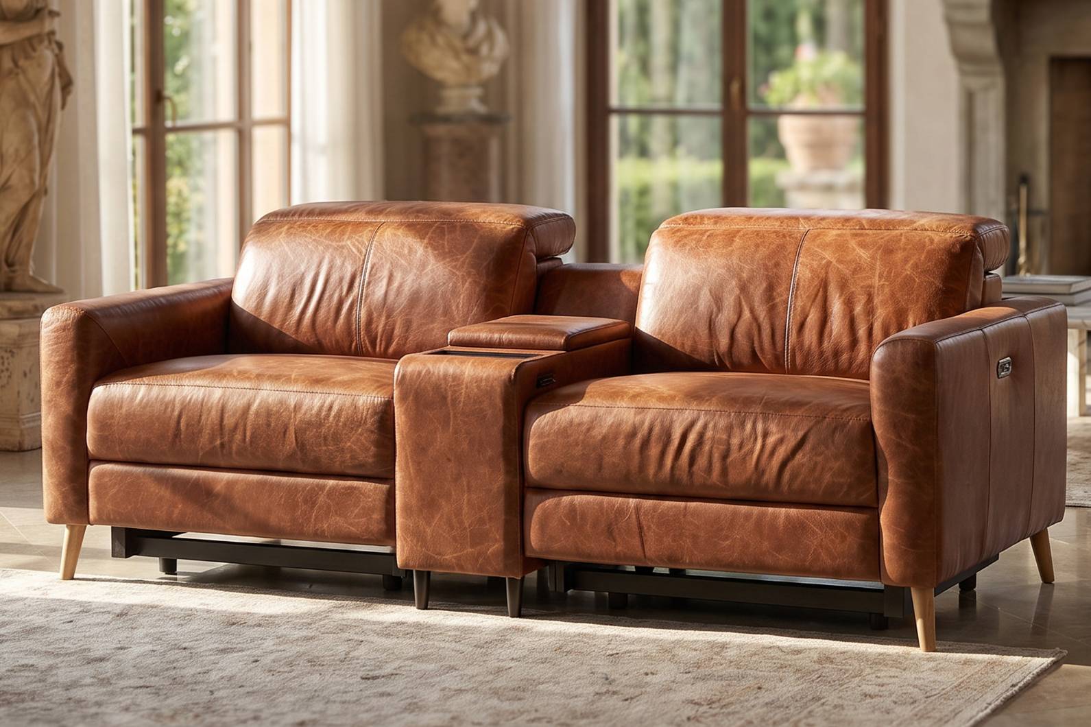 Distressed leather glowing in natural light