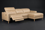 Elodie Distressed Italian Aniline Leather Recliner Sectional Sofa