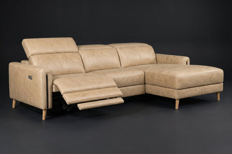 Elodie Distressed Italian Aniline Leather Recliner Sectional Sofa
