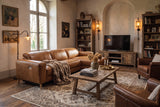 Elodie Distressed Italian Aniline Leather Recliner Sectional Sofa