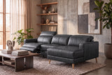 Elodie Distressed Italian Aniline Leather Recliner Sectional Sofa