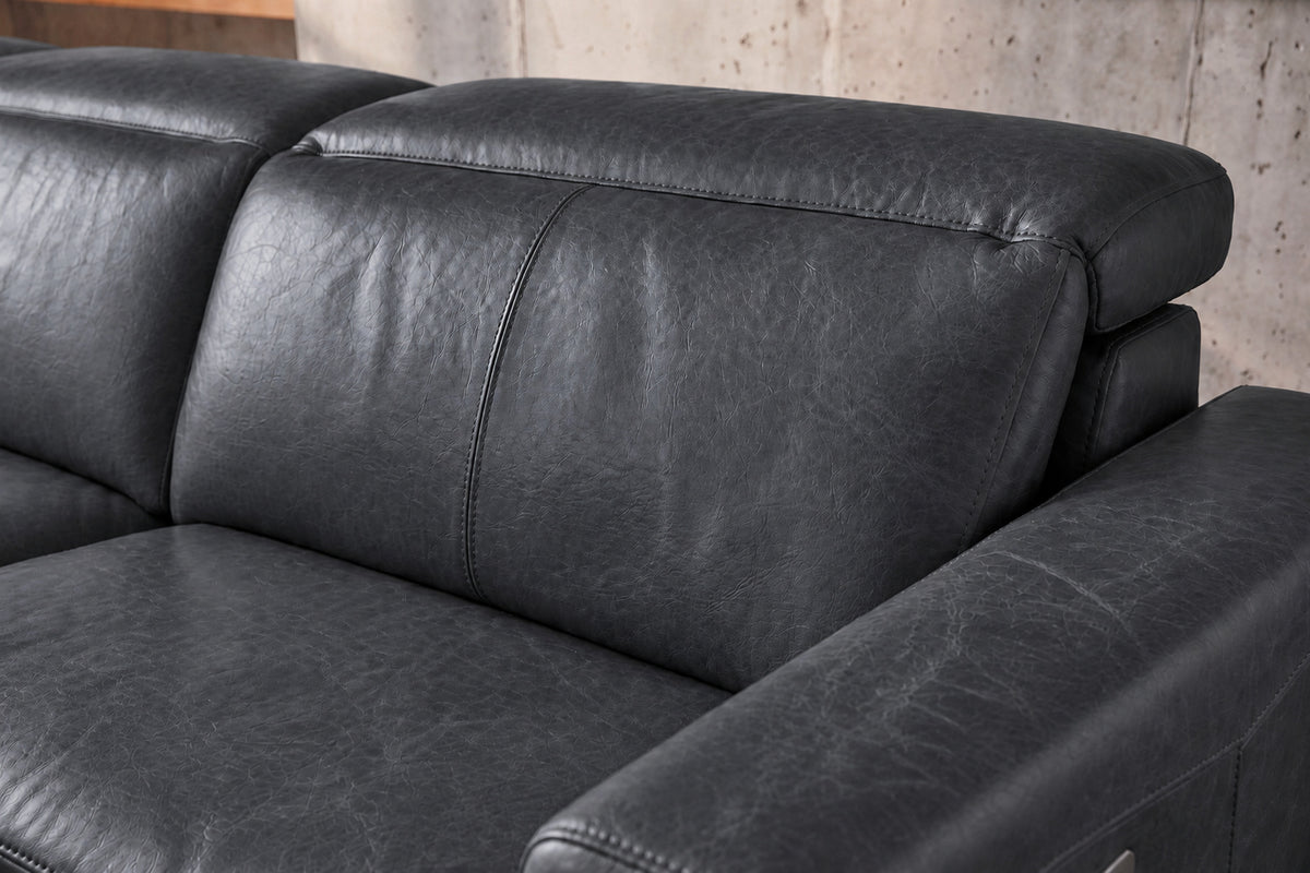 Elodie Distressed Italian Aniline Leather Recliner Sectional Sofa