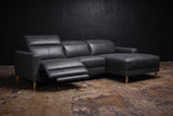 Elodie Distressed Italian Aniline Leather Recliner Sectional Sofa
