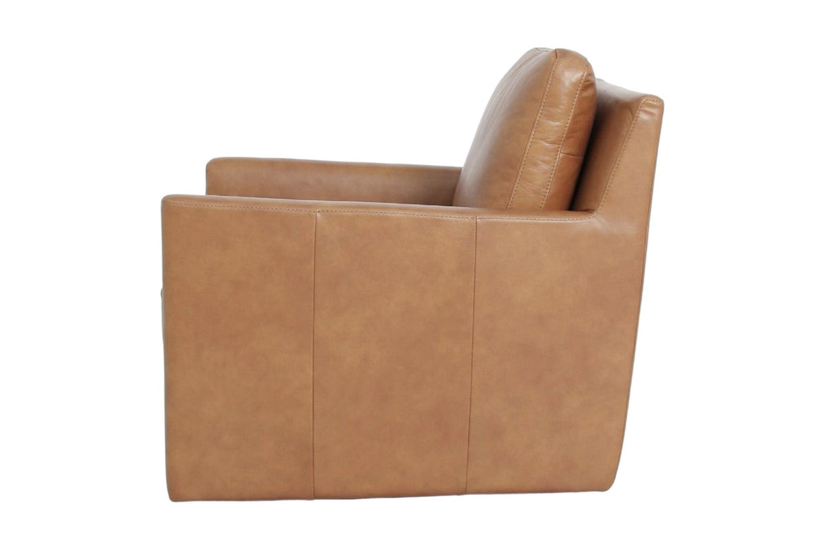 Elwood Latte leather chair, side view