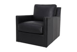 Elwood leather swivel glider chair in Black, three-quarter view
