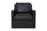 Elwood leather swivel glider chair in Black, front view