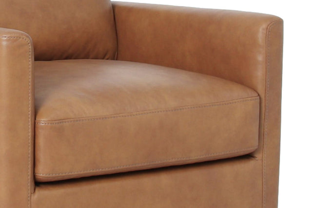 Elwood Leather Swivel Glider Chair - Cushioned Seat
