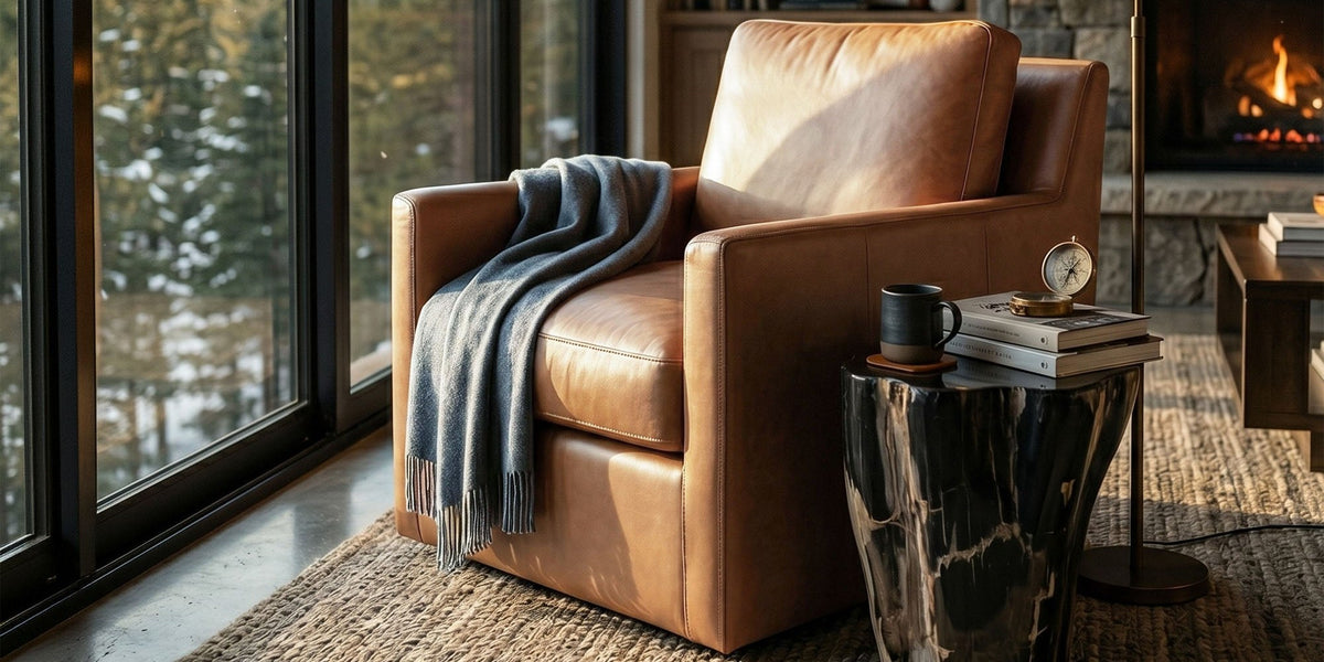 Elwood Leather Swivel Glider Chair