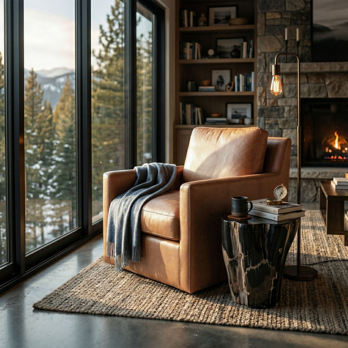 Elwood Leather Swivel Glider Chair