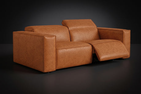 Emery Distressed Italian Aniline Leather Dual Recliner Sofa