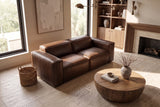 Emery Distressed Italian Aniline Leather Dual Recliner Sofa