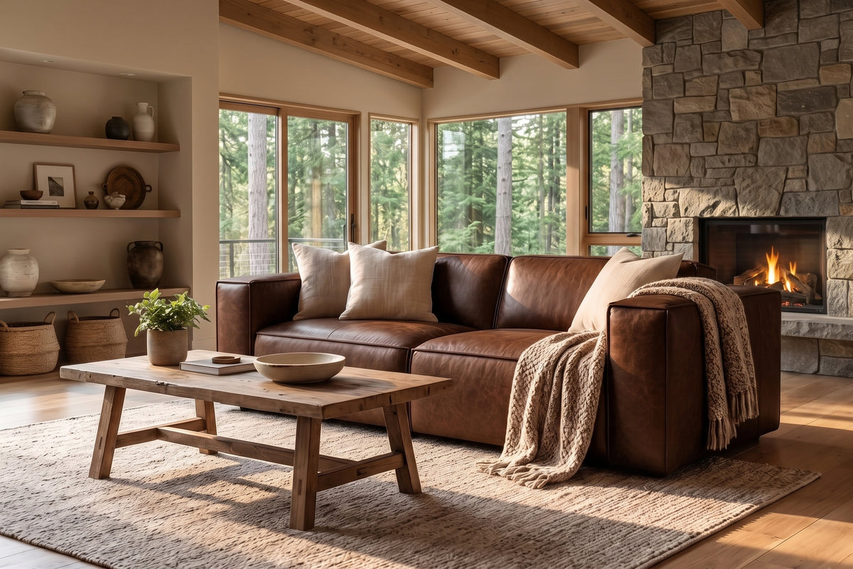 Emery Distressed Italian Aniline Leather Dual Recliner Sofa