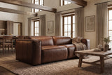 Emery Distressed Italian Aniline Leather Dual Recliner Sofa