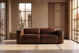 Emery Distressed Italian Aniline Leather Dual Recliner Sofa