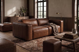 Emery Distressed Italian Aniline Leather Dual Recliner Sofa