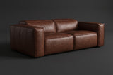 Emery Distressed Italian Aniline Leather Dual Recliner Sofa