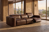 Emery Distressed Italian Aniline Leather Dual Recliner Sofa
