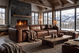 Emery Distressed Italian Aniline Leather Dual Recliner Sofa