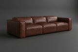 Emery Distressed Italian Aniline Leather Dual Recliner Sofa