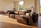 Emery Distressed Italian Aniline Leather Recliner Sectional Sofa