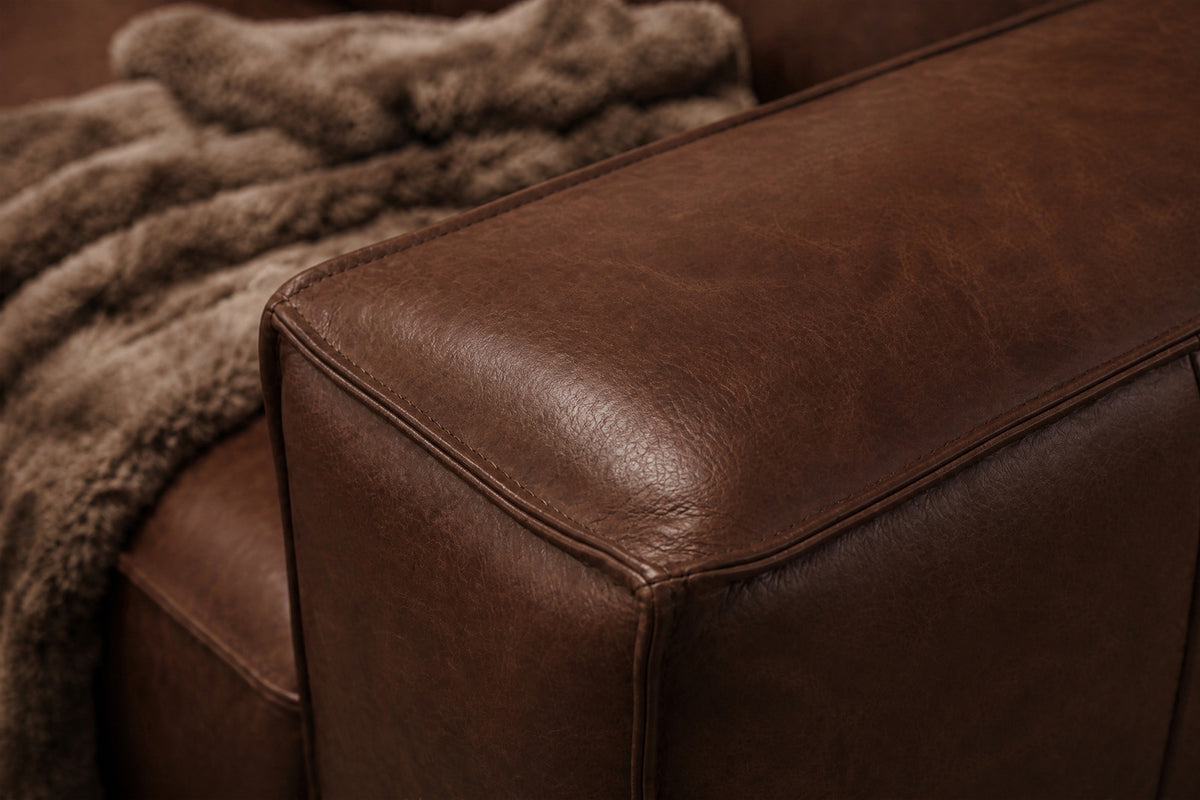 Emery Distressed Italian Aniline Leather Recliner Sectional Sofa
